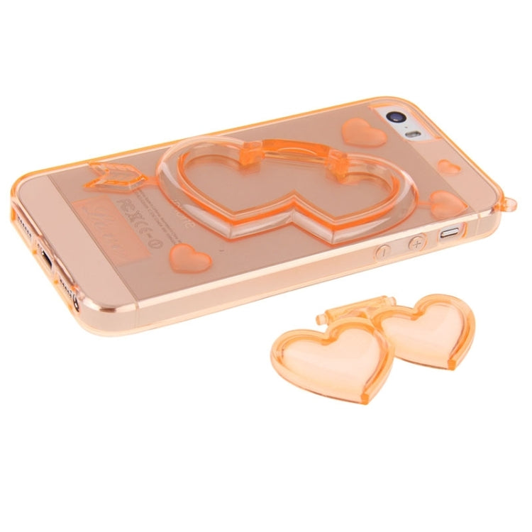 3D Love Heart Pattern TPU Protective Case with Holder & Lanyard for iPhone 5 & 5s & SE