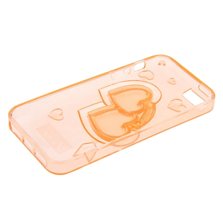 3D Love Heart Pattern TPU Protective Case with Holder & Lanyard for iPhone 5 & 5s & SE