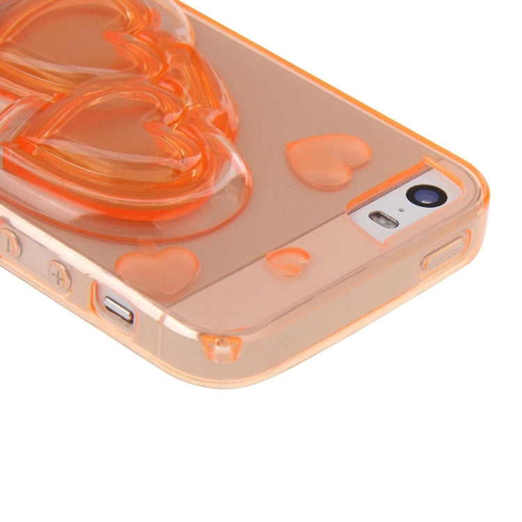 3D Love Heart Pattern TPU Protective Case with Holder & Lanyard for iPhone 5 & 5s & SE