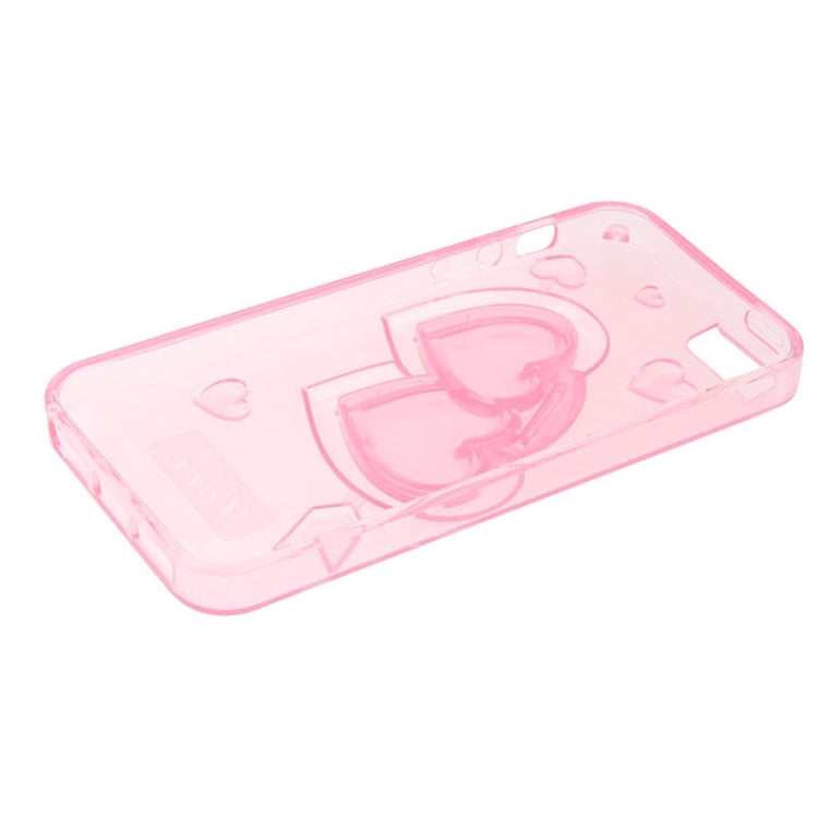 3D Love Heart Pattern TPU Protective Case with Holder & Lanyard for iPhone 5 & 5s & SE