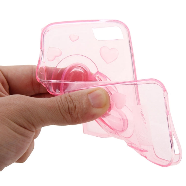 3D Love Heart Pattern TPU Protective Case with Holder & Lanyard for iPhone 5 & 5s & SE