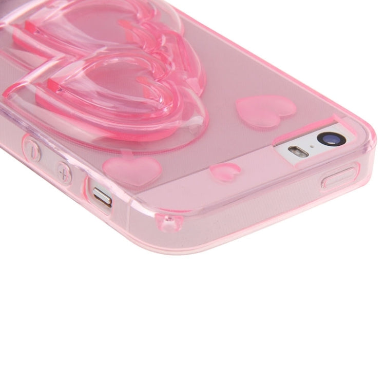 3D Love Heart Pattern TPU Protective Case with Holder & Lanyard for iPhone 5 & 5s & SE