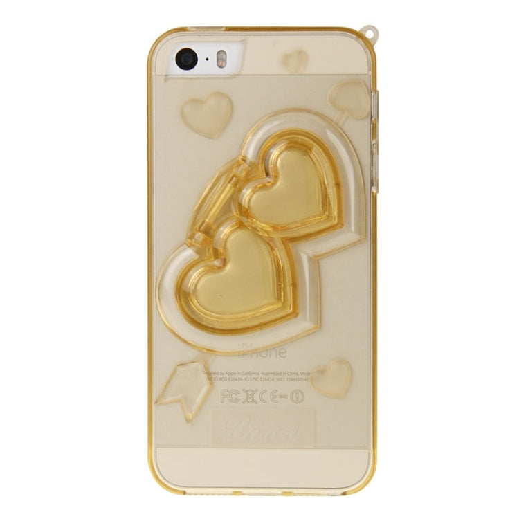3D Love Heart Pattern TPU Protective Case with Holder & Lanyard for iPhone 5 & 5s & SE