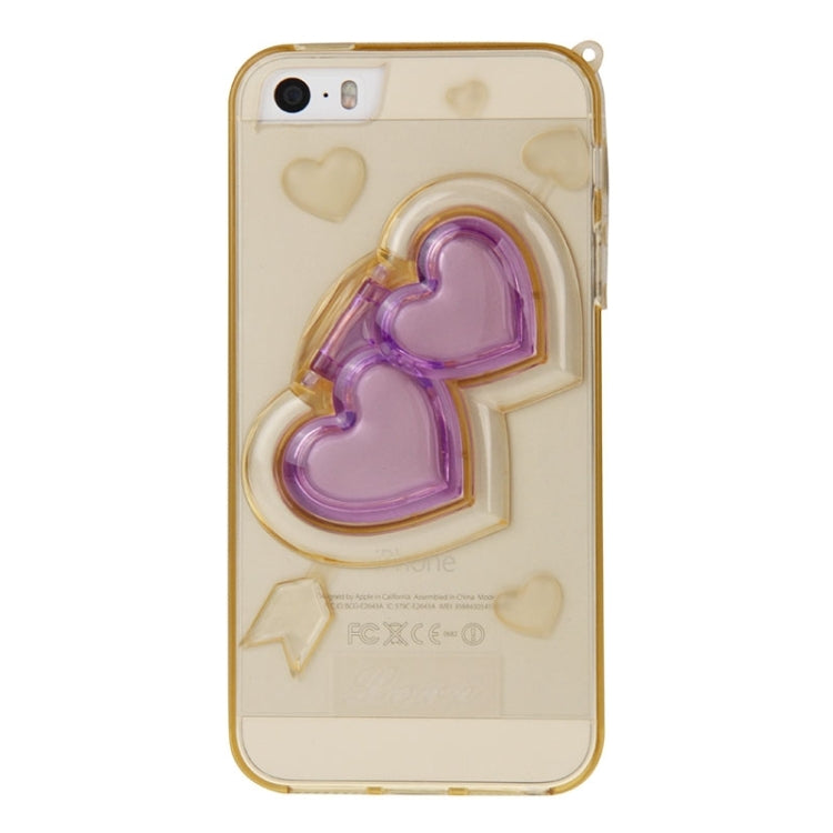 3D Love Heart Pattern TPU Protective Case with Holder & Lanyard for iPhone 5 & 5s & SE