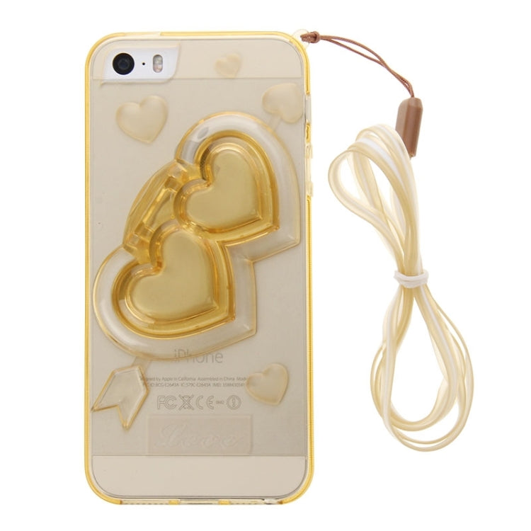 3D Love Heart Pattern TPU Protective Case with Holder & Lanyard for iPhone 5 & 5s & SE