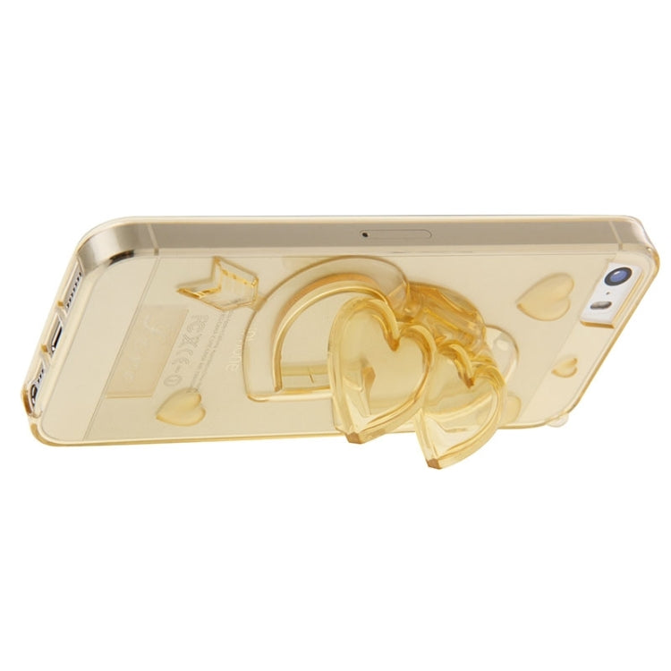 3D Love Heart Pattern TPU Protective Case with Holder & Lanyard for iPhone 5 & 5s & SE