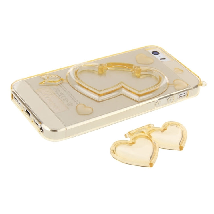 3D Love Heart Pattern TPU Protective Case with Holder & Lanyard for iPhone 5 & 5s & SE