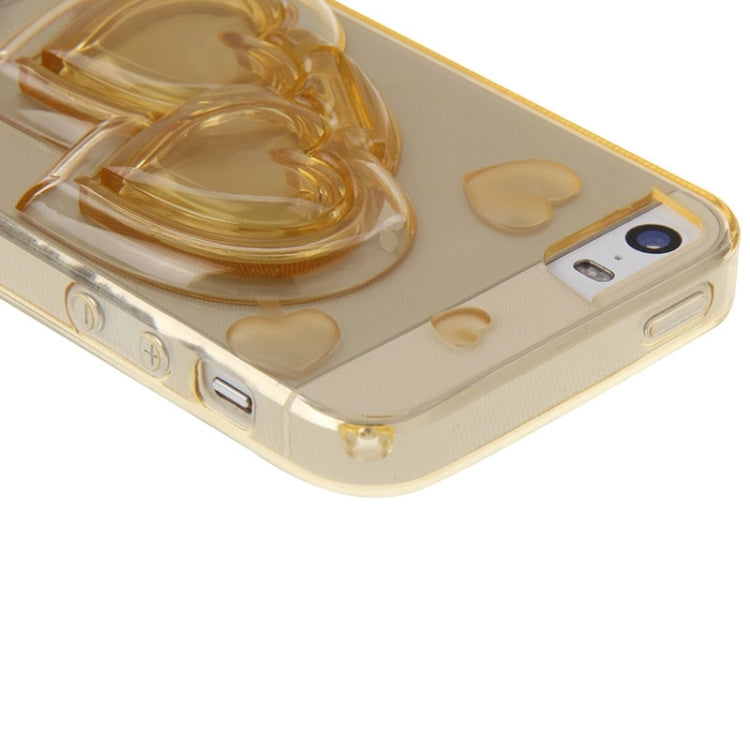 3D Love Heart Pattern TPU Protective Case with Holder & Lanyard for iPhone 5 & 5s & SE
