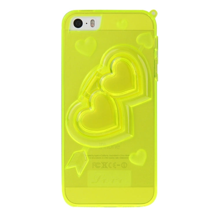3D Love Heart Pattern TPU Protective Case with Holder & Lanyard for iPhone 5 & 5s & SE
