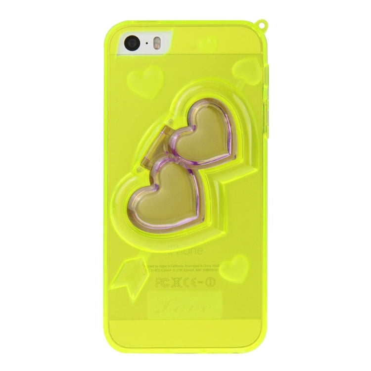 3D Love Heart Pattern TPU Protective Case with Holder & Lanyard for iPhone 5 & 5s & SE