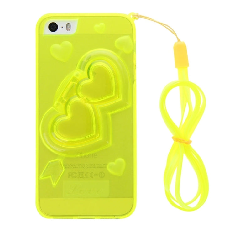 3D Love Heart Pattern TPU Protective Case with Holder & Lanyard for iPhone 5 & 5s & SE