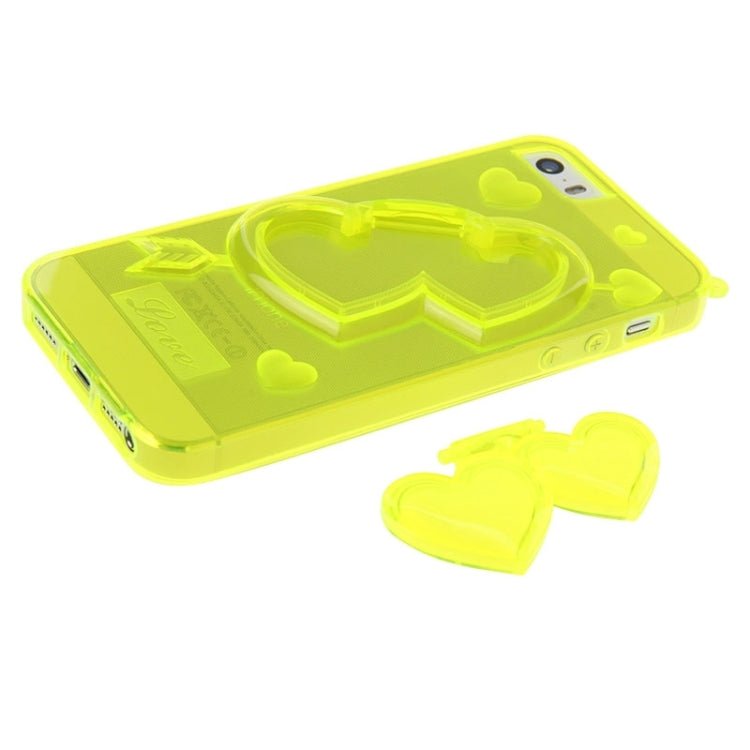 3D Love Heart Pattern TPU Protective Case with Holder & Lanyard for iPhone 5 & 5s & SE