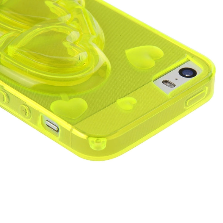 3D Love Heart Pattern TPU Protective Case with Holder & Lanyard for iPhone 5 & 5s & SE