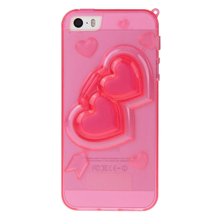 3D Love Heart Pattern TPU Protective Case with Holder & Lanyard for iPhone 5 & 5s & SE