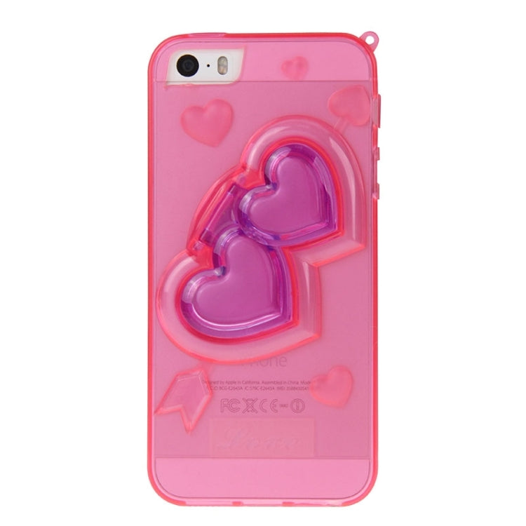 3D Love Heart Pattern TPU Protective Case with Holder & Lanyard for iPhone 5 & 5s & SE