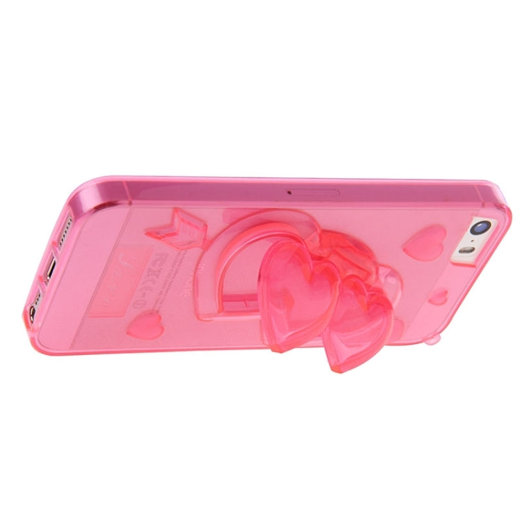 3D Love Heart Pattern TPU Protective Case with Holder & Lanyard for iPhone 5 & 5s & SE
