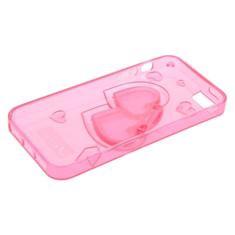 3D Love Heart Pattern TPU Protective Case with Holder & Lanyard for iPhone 5 & 5s & SE