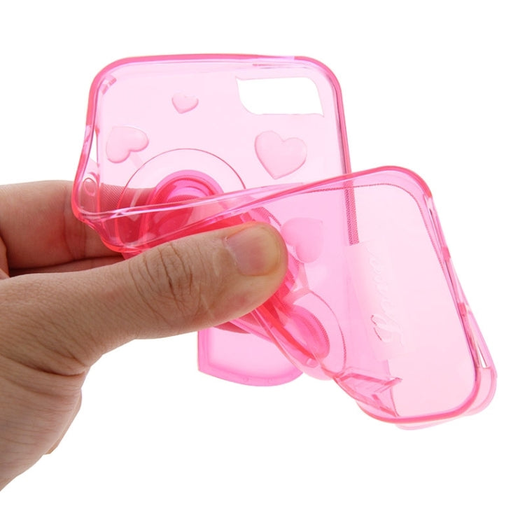 3D Love Heart Pattern TPU Protective Case with Holder & Lanyard for iPhone 5 & 5s & SE