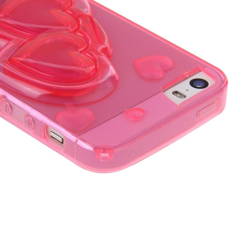 3D Love Heart Pattern TPU Protective Case with Holder & Lanyard for iPhone 5 & 5s & SE