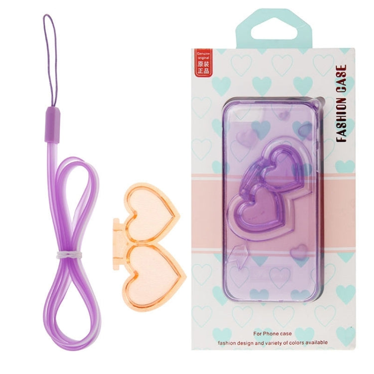 3D Love Heart Pattern TPU Protective Case with Holder & Lanyard for iPhone 5 & 5s & SE