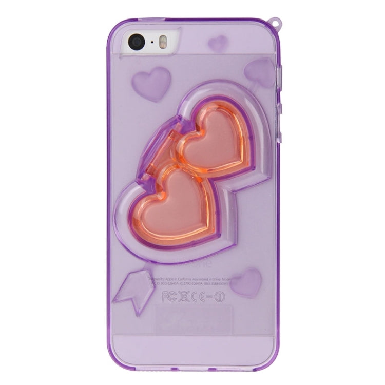 3D Love Heart Pattern TPU Protective Case with Holder & Lanyard for iPhone 5 & 5s & SE