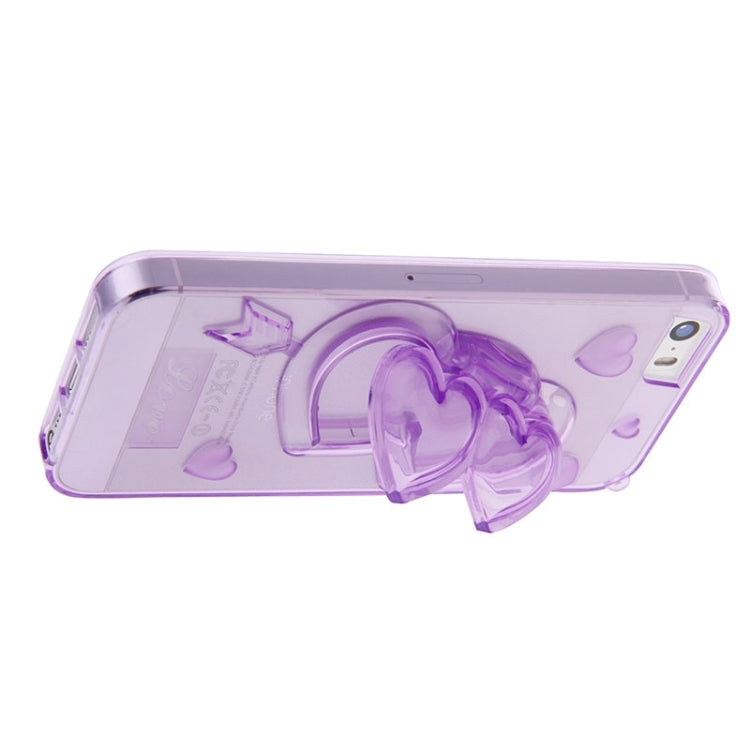 3D Love Heart Pattern TPU Protective Case with Holder & Lanyard for iPhone 5 & 5s & SE
