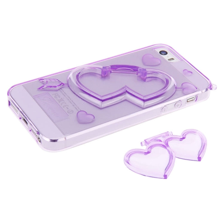 3D Love Heart Pattern TPU Protective Case with Holder & Lanyard for iPhone 5 & 5s & SE