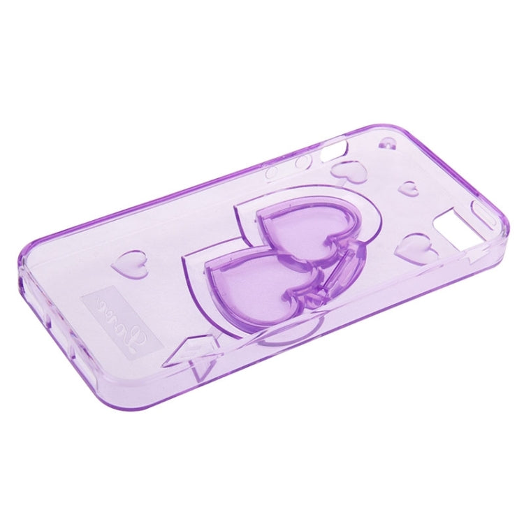 3D Love Heart Pattern TPU Protective Case with Holder & Lanyard for iPhone 5 & 5s & SE