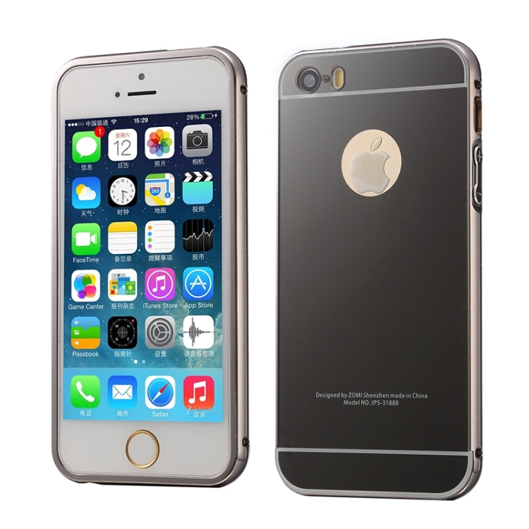Push-pull Style Metal Plating Bumper Frame + Acrylic Back Cover Combination Case for iPhone 5 & 5s & SE