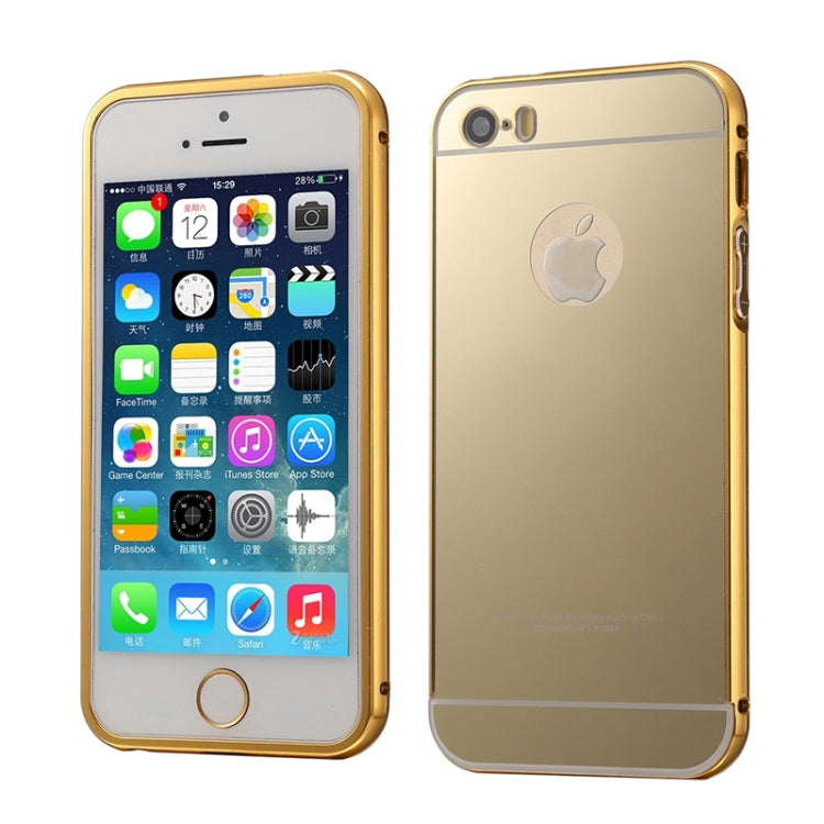 Push-pull Style Metal Plating Bumper Frame + Acrylic Back Cover Combination Case for iPhone 5 & 5s & SE