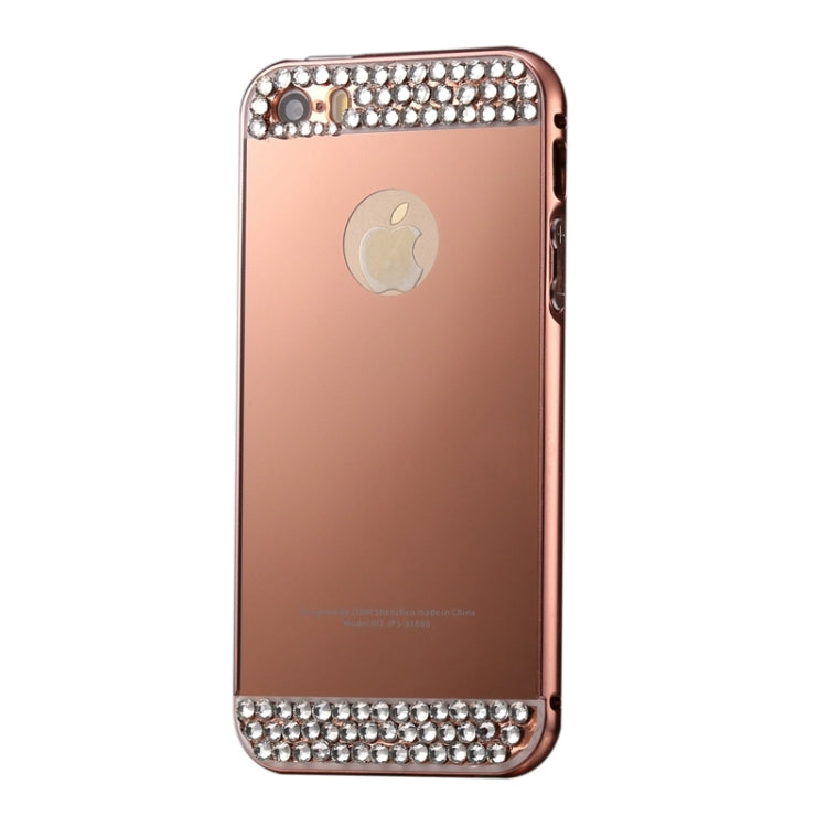 Diamond Encrusted Push-pull Style Metal Plating Bumper Frame + Acrylic Back Cover Combination Case for iPhone 5 & 5s & SE