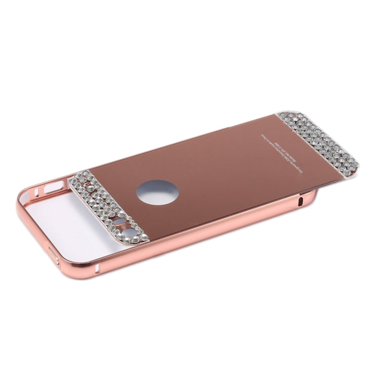 Diamond Encrusted Push-pull Style Metal Plating Bumper Frame + Acrylic Back Cover Combination Case for iPhone 5 & 5s & SE