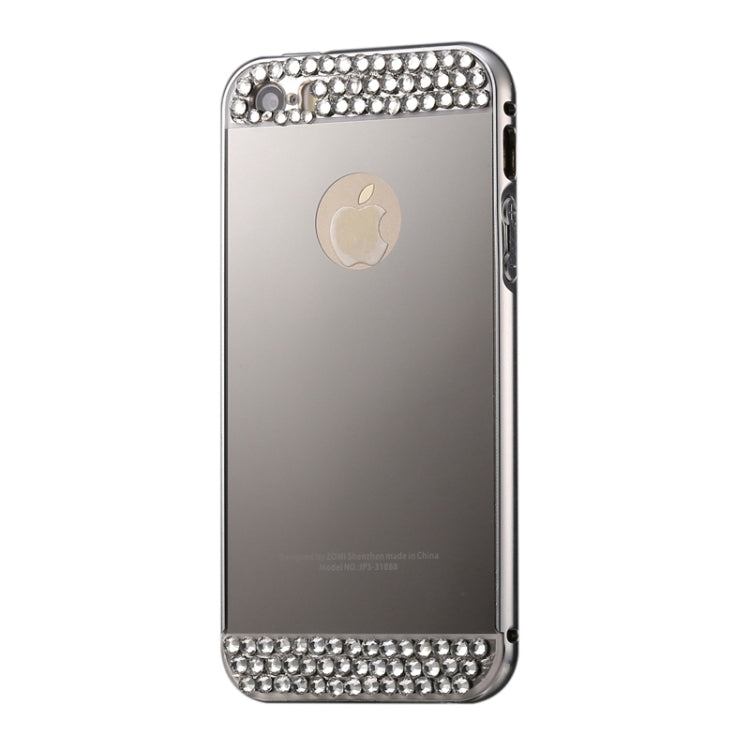 Diamond Encrusted Push-pull Style Metal Plating Bumper Frame + Acrylic Back Cover Combination Case for iPhone 5 & 5s & SE