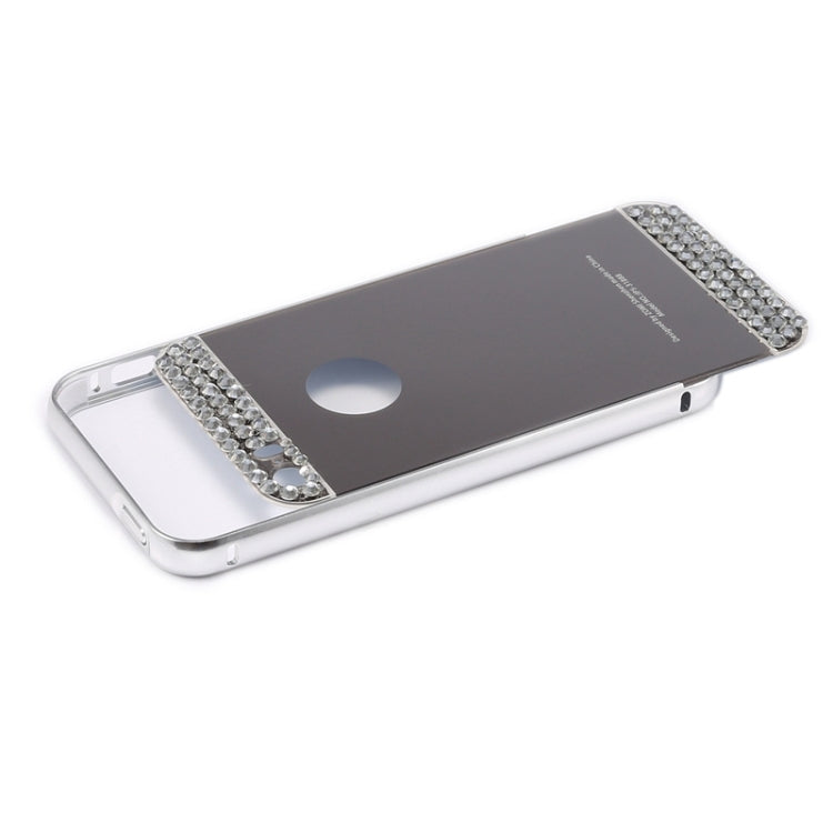 Diamond Encrusted Push-pull Style Metal Plating Bumper Frame + Acrylic Back Cover Combination Case for iPhone 5 & 5s & SE