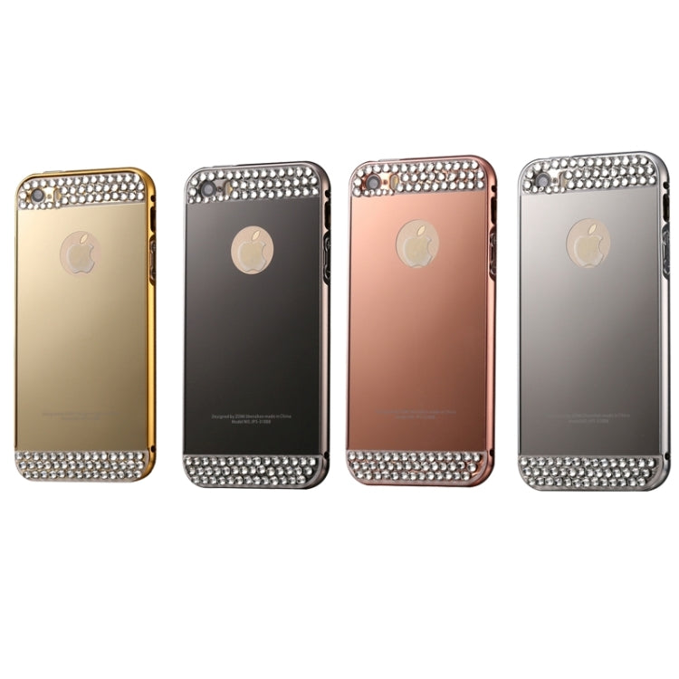 Diamond Encrusted Push-pull Style Metal Plating Bumper Frame + Acrylic Back Cover Combination Case for iPhone 5 & 5s & SE