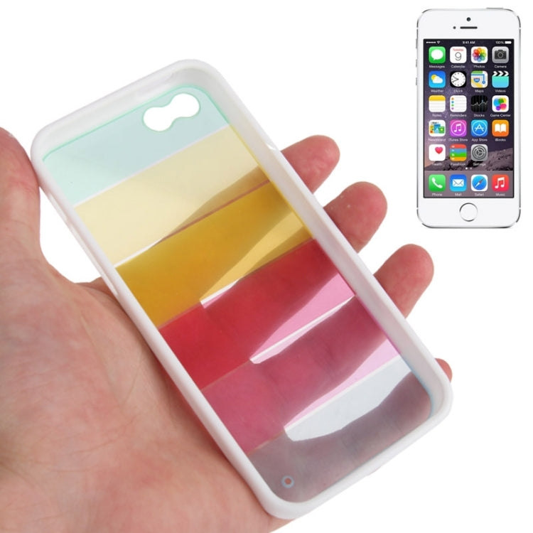 Rainbow Pattern Translucent Plastic + TPU Protective Case for iPhone 5 & 5s & SE(White)