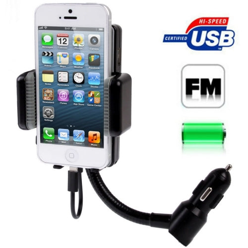 3 in 1 (Universal All Channel FM Transmitter + Car Charger + Hands Free) Kit, For iPhone, Galaxy, Huawei, Xiaomi, LG, HTC and Other Smart Phones(Black)