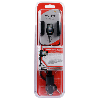 3 in 1 (Universal All Channel FM Transmitter + Car Charger + Hands Free) Kit for iPhone 6 / 5 & 5C & 5S / iPod Touch 5 (180 Degree Rotation)(Black)