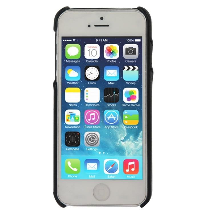 Litchi Texture Leather Back Cover Case with Card Slots and Fashion Logo for iPhone 5 / 5S