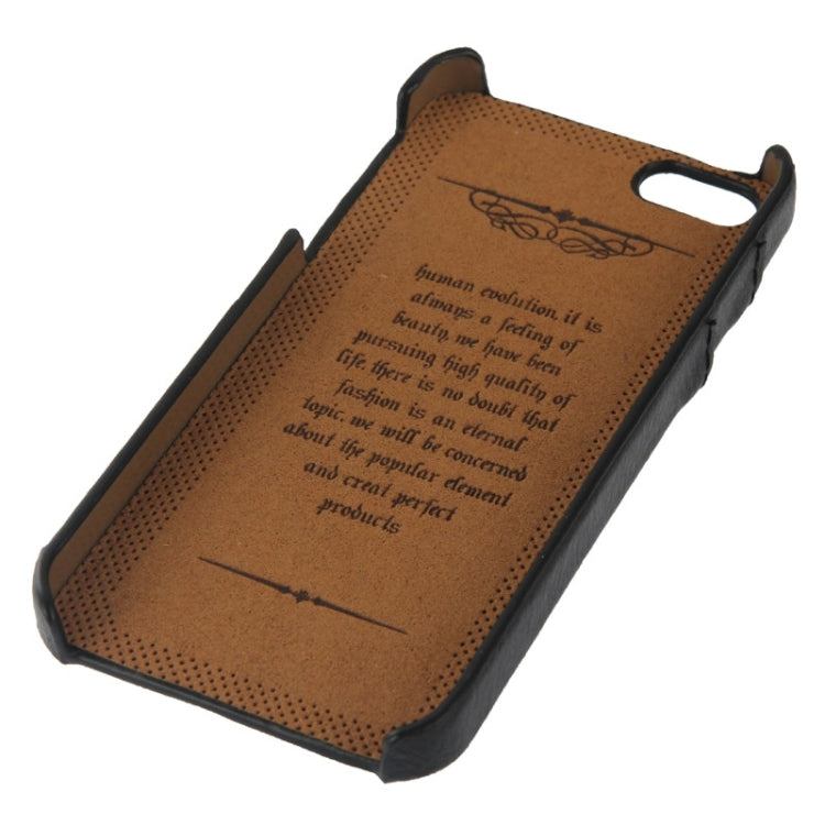 Litchi Texture Leather Back Cover Case with Card Slots and Fashion Logo for iPhone 5 / 5S