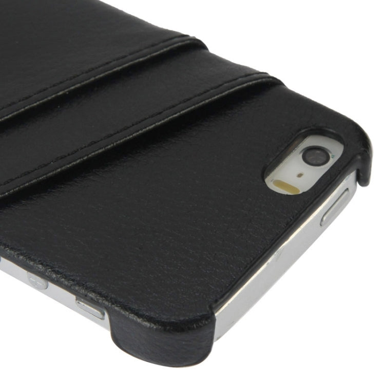 Litchi Texture Leather Back Cover Case with Card Slots and Fashion Logo for iPhone 5 / 5S