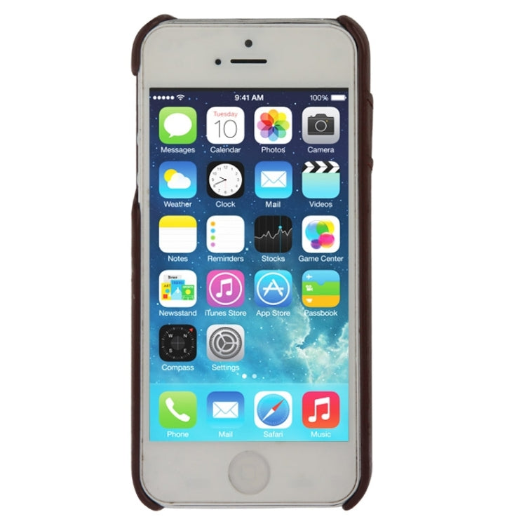 Litchi Texture Leather Back Cover Case with Card Slots and Fashion Logo for iPhone 5 / 5S