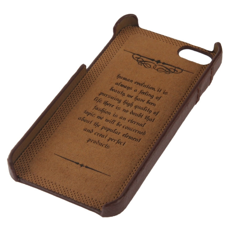 Litchi Texture Leather Back Cover Case with Card Slots and Fashion Logo for iPhone 5 / 5S