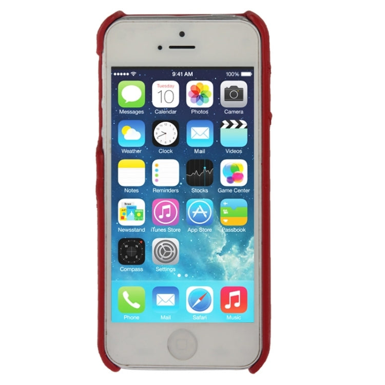 Litchi Texture Leather Back Cover Case with Card Slots and Fashion Logo for iPhone 5 / 5S