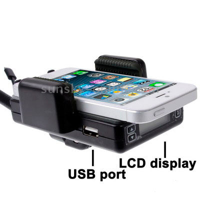3 in 1 (Universal All Channel FM Transmitter + Car Charger + Hands Free) Kit for iPhone 5 / iPod touch 5 (180 Degree Rotation)(Black)