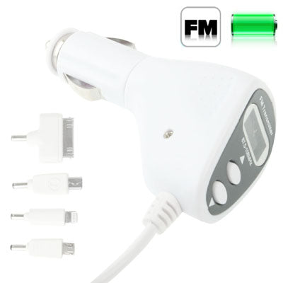 2 in 1 Car FM Transmitter + Car Charger for iPhone 5 & 5S & 5C / iPhone 4 & 4S / iPad mini 1 / 2 / 3 / New iPad / Samsung / Nokia / HTC / Other Mobile Phones(White)