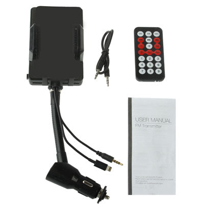 2 in 1 FM Transmitter + Car Charger for iPhone 5 / iPod touch 5 / 4S / MP3 / Other Mobile Phone, Support TF Card & 180 Degree Rotation(Black)