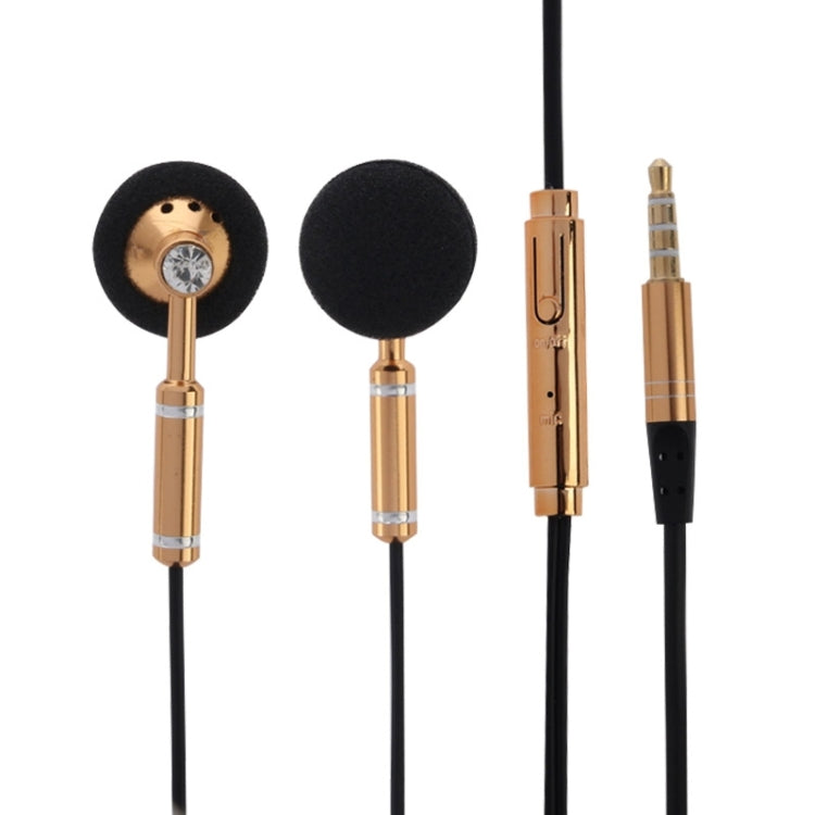 Hands-free Earphone with Mic, Length: 1m(Gold)