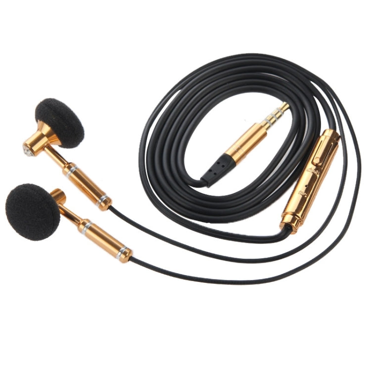 Hands-free Earphone with Mic, Length: 1m(Gold)