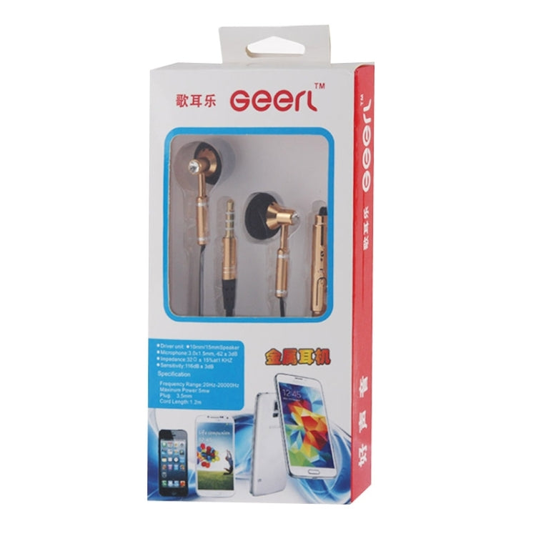 Hands-free Earphone with Mic, Length: 1m(Gold)